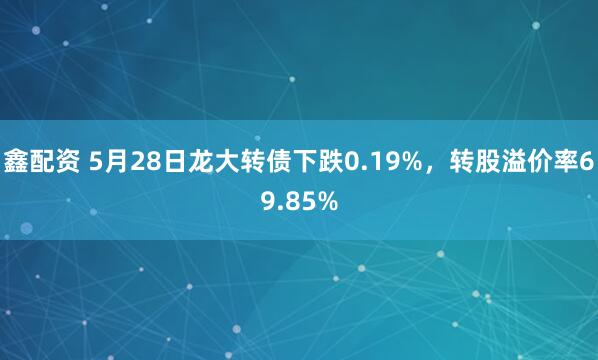 鑫配資 5月28日龍大轉債下跌0.19%，轉股溢價(jià)率69.85%
